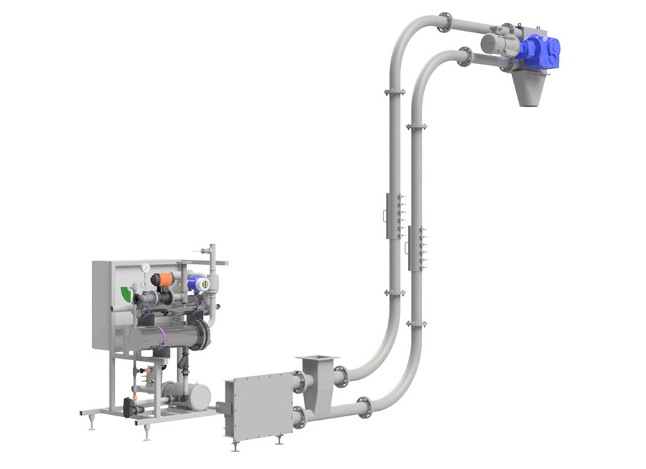tubular drag conveyor clean white background