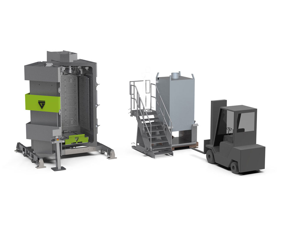 Greif Velox VeloVac XL with forklift
