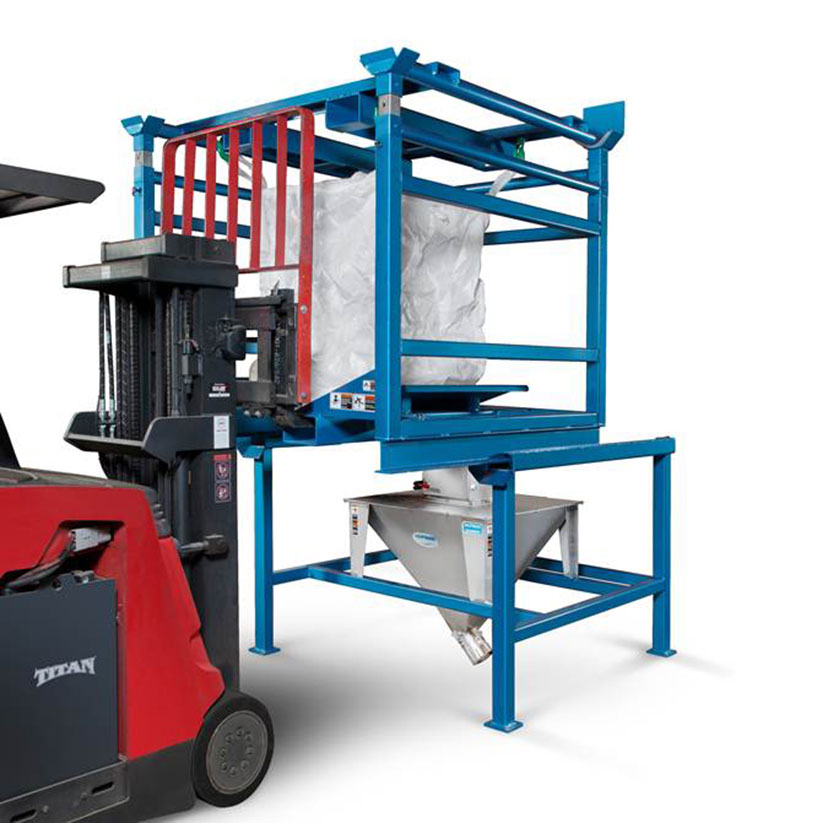 bulk bag unloader with a low profile bulk bag